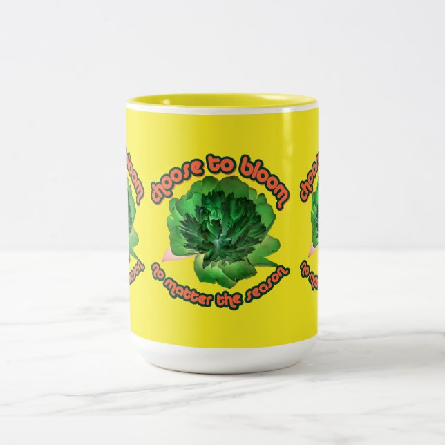 Caneca De Café Em Dois Tons peônia verde (Centro)
