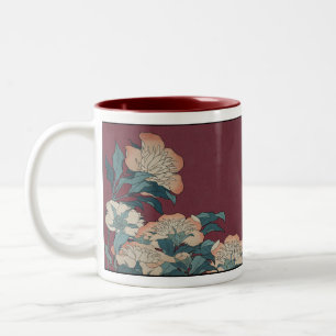 Caneca De Café Em Dois Tons Peônias e copo amarelo