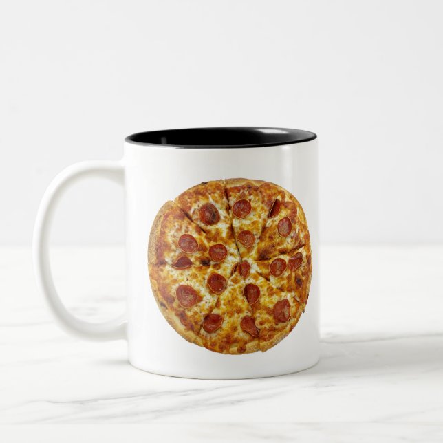 Caneca De Café Em Dois Tons Pepperoni Pizza (Esquerda)