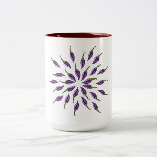 Caneca De Café Em Dois Tons Peppers Roxos Mandala Art