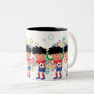 Caneca De Café Em Dois Tons Pequena Estrela de Futebol: Crianças Esportivas do
