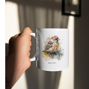 Caneca De Café Em Dois Tons pequena faísca bonitinha em aquarela, personalizáv