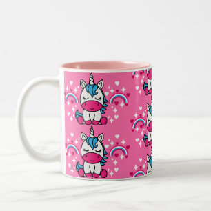 Caneca De Café Em Dois Tons Pequenas Meninas Rosa Pidro-Unicórnio Pony