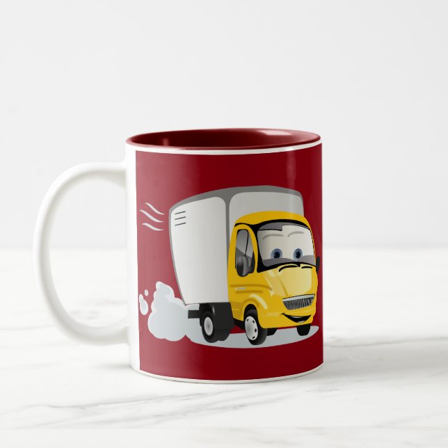 Caneca De Café Em Dois Tons Pequeno Caminhão de Cartoon Amarelo para Crianças! (Esquerda)