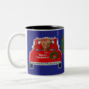 Caneca De Café Em Dois Tons Pequeno Caminhão Vermelho Natal Moo-ry