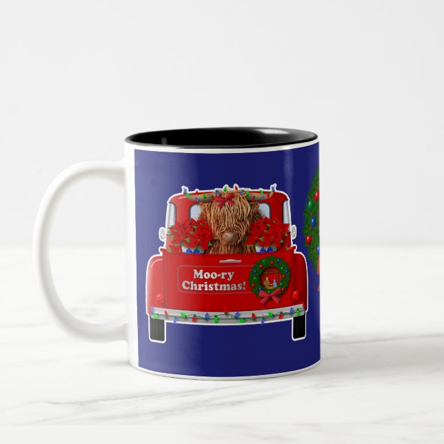 Caneca De Café Em Dois Tons Pequeno Caminhão Vermelho Natal Moo-ry (Esquerda)