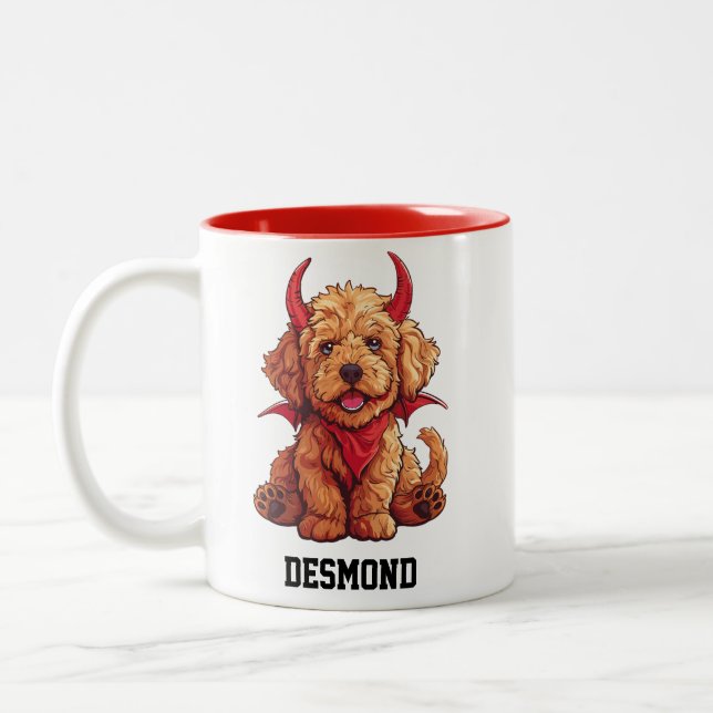 Caneca De Café Em Dois Tons Pequeno Derramador de Goldenododododle (Esquerda)