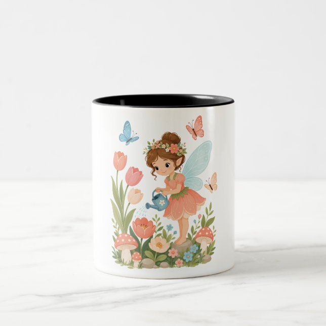 Caneca De Café Em Dois Tons Pequeno Jardim de Fadas Mágico (Centro)