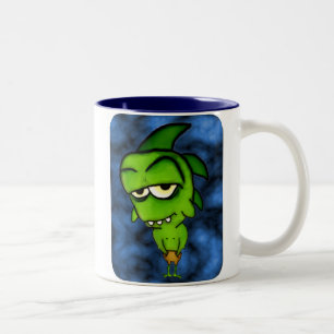 Caneca De Café Em Dois Tons Pequeno monstro verde