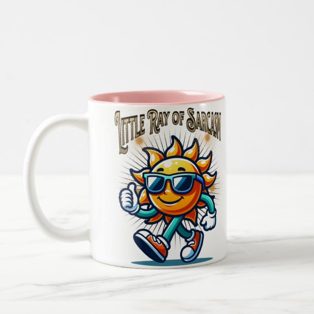 Caneca De Café Em Dois Tons Pequeno Ray de Sarcasm Mug | Café Engraçado (Esquerda)