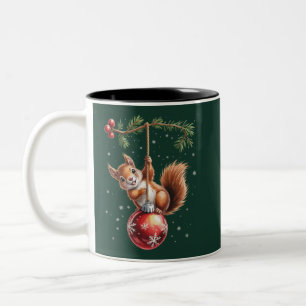 Caneca De Café Em Dois Tons Pequeno Squirrelo Natal Inverno Floco de Neve Féri