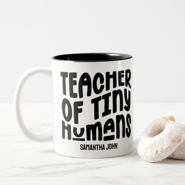 Caneca De Café Em Dois Tons Pequenos Humanos | Agradecimento ao Professor Pret (Com Donut)