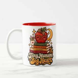 Caneca De Café Em Dois Tons Pequenos Humanos Grande Coração Café Retro Profess