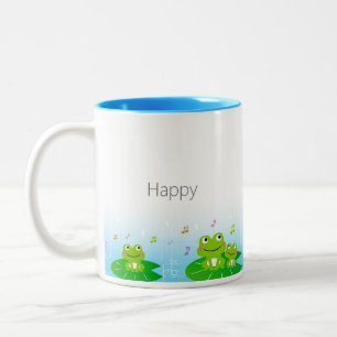Caneca De Café Em Dois Tons Pequenos Sapos Felizes