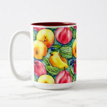 Pera de maçã de fruta padrão de aquarela de verão