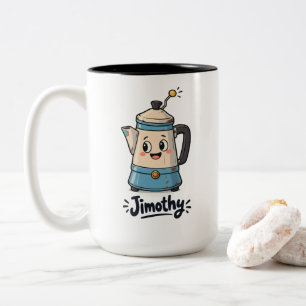 Caneca De Café Em Dois Tons Percolador Curto e Excêntrico Jimothy Vibe Diverti