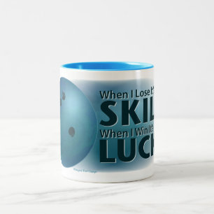 Caneca De Café Em Dois Tons Perder Skill Ganha Boliche Sorte Azul