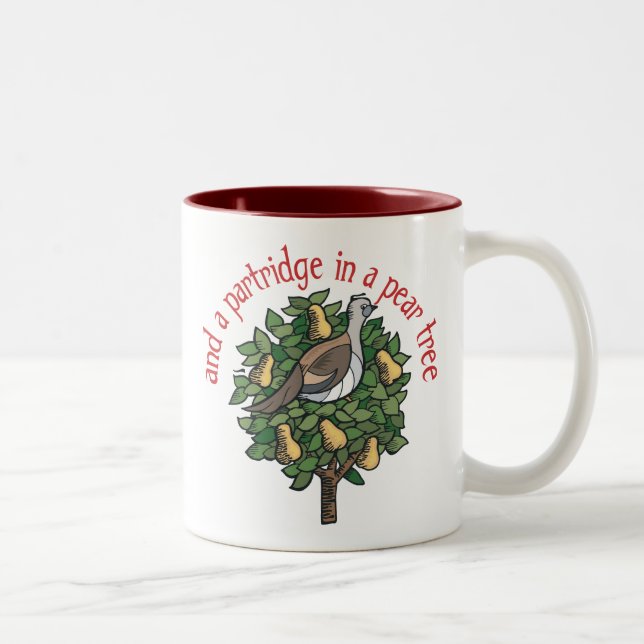 Caneca De Café Em Dois Tons Perdiz em uma árvore de pera (Direita)