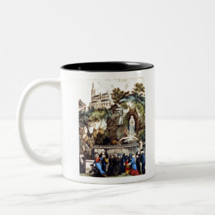 Caneca De Café Em Dois Tons Peregrinos no santuário de Nossa Senhora de Lourde