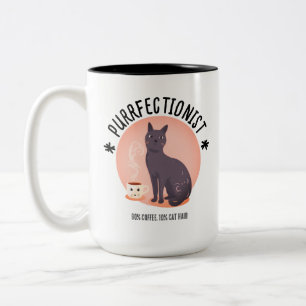 Caneca De Café Em Dois Tons Perfeccionista Mãe de Gato Amante de Café Citação