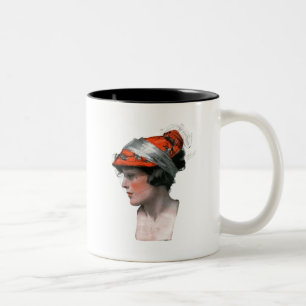 Caneca De Café Em Dois Tons Perfil da mulher