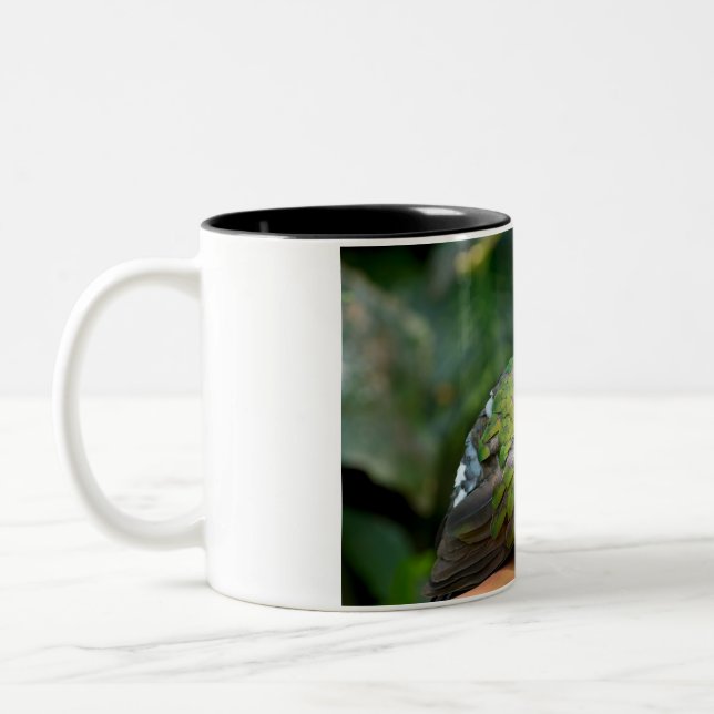Caneca De Café Em Dois Tons Perfil e Poleiro da Pomba Verde (Esquerda)