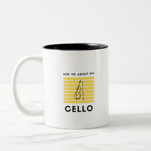 Caneca De Café Em Dois Tons Pergunte-me sobre o meu violoncelo