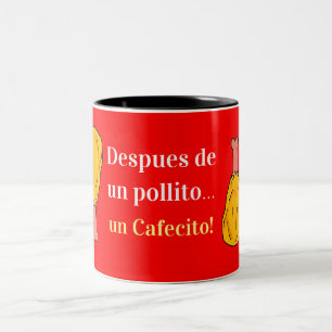 Caneca De Café Em Dois Tons perna de frango depois de um pintinho, um cafezinh