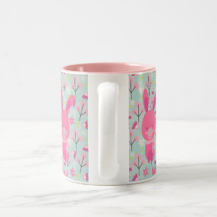 Caneca De Café Em Dois Tons Pernalas e Flores Rosa