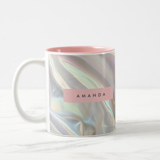 Caneca De Café Em Dois Tons Pérola Iridescente Macia Personalizada com Brilho (Esquerda)