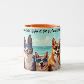 Caneca De Café Em Dois Tons Perros con Estilo: Gafas de Sol y Arena en la Play