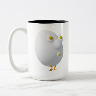 Caneca De Café Em Dois Tons Personagem de Ovo Excêntrico RG & RA Design Fofo