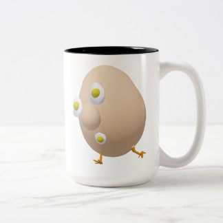 Caneca De Café Em Dois Tons Personagem de Ovo Excêntrico RG & RA Design Fofo