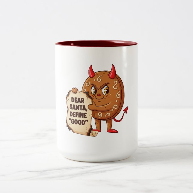 Caneca De Café Em Dois Tons Personagem Divertido de Biscoito de Natal (Centro)