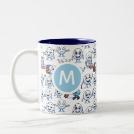 Caneca De Café Em Dois Tons Personagens Esféricos Divertidos Papéis na Vida Se