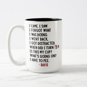 Caneca De Café Em Dois Tons Personalização da Piada Hilarious Old Age do 75º a