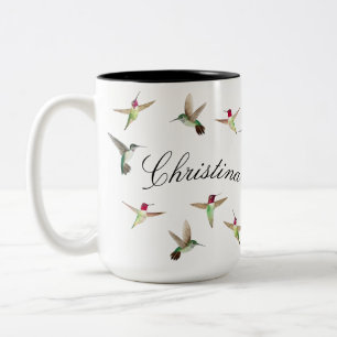 Caneca De Café Em Dois Tons Personalização dos Hummingbird de Anna