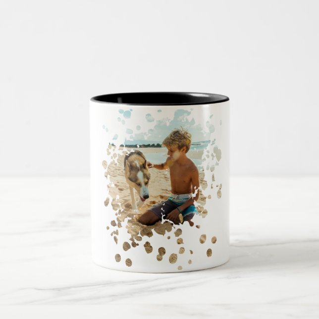 Caneca De Café Em Dois Tons Personalizada Arte de Abertura Personalizada (Centro)