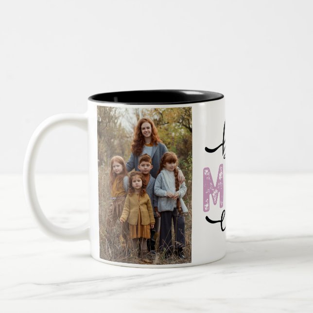 Caneca De Café Em Dois Tons Personalizada Duas Fotografias Dupla Face Melhor M (Esquerda)