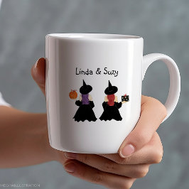 Caneca De Café Em Dois Tons Personalizado, bruxa, halloween