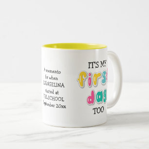 Caneca De Café Em Dois Tons Personalizado é o meu primeiro dia para o presente