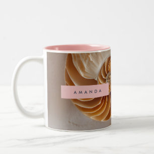 Caneca De Café Em Dois Tons Personalizado Espiral Elegante de Conchas Marinhas