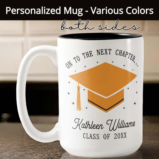 Caneca De Café Em Dois Tons Personalizado no Próximo Capítulo Graduação (graduation gift, graduation gift for her, high school graduation gift, graduate mug, )