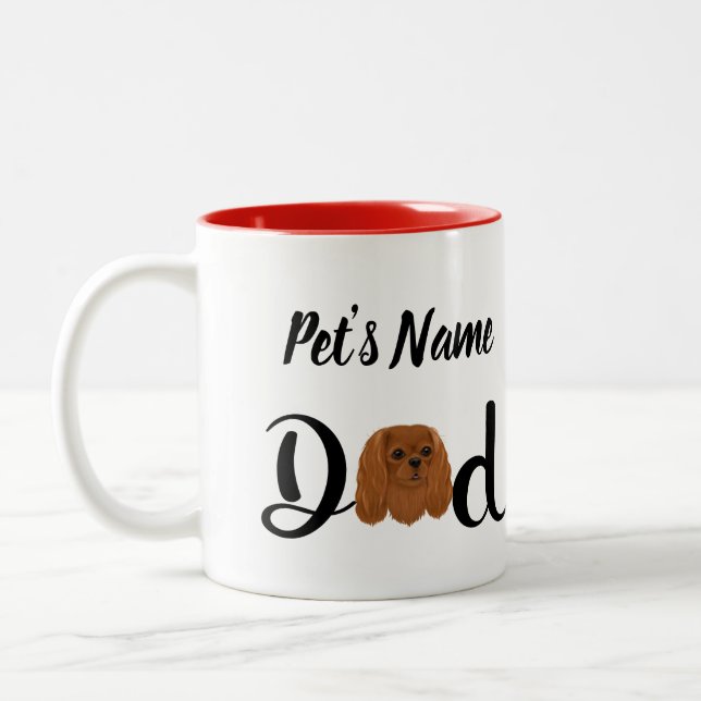 Caneca De Café Em Dois Tons Personalizado Ruby Cavalier King Charles Spaniel (Esquerda)