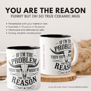 Caneca De Café Em Dois Tons Personalizado Se Eu Sou o Problema Engraçado Sarcá