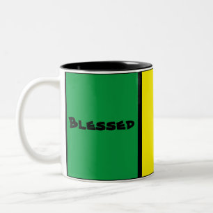 Caneca De Café Em Dois Tons Personalizado Único Jamaica Vermelho Verde Amarel