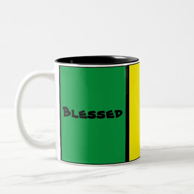 Caneca De Café Em Dois Tons Personalizado Único Jamaica Vermelho Verde Amarelo (Esquerda)