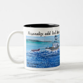 Caneca De Café Em Dois Tons Personalizar a arte moderna dos pescadores