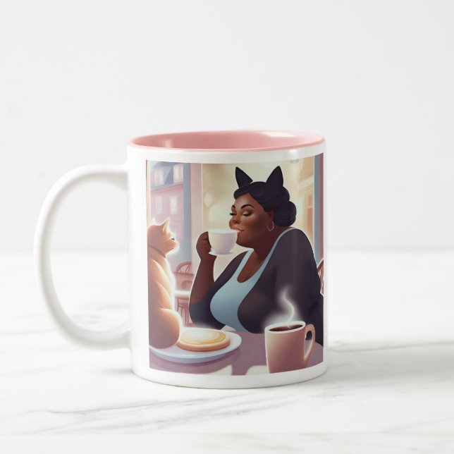 Caneca De Café Em Dois Tons Personalizar a Melhor Gato Mãe De Sempre (Esquerda)