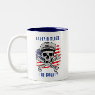 Caneca De Café Em Dois Tons Personalizar, Capitão, Caveira e Ossos, Bandeira d